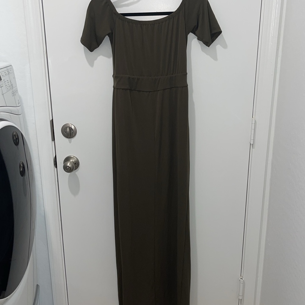 Elegant Olive Green Maxi Dress and Romper - Picture 8 of 8